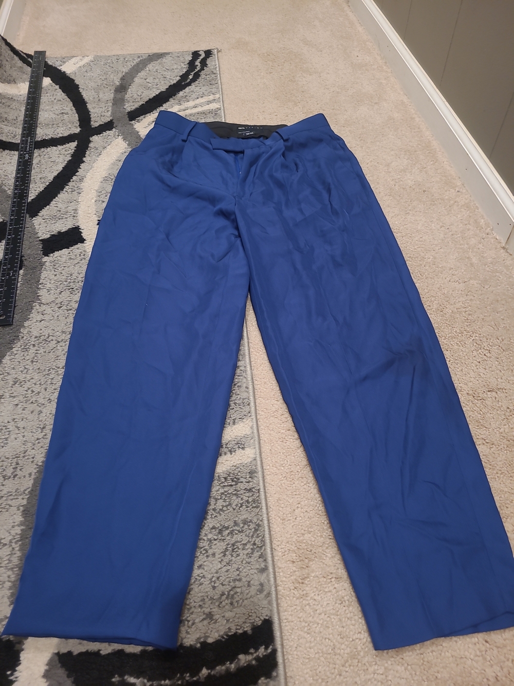 ASOS DESIGN Mens smart wide leg pants in dark blue 30x30 Read!